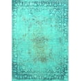 thumbnail image 1 of Ahgly Company Machine Washable Indoor Rectangle Oriental Turquoise Blue Industrial Area Rugs, 7' x 10', 1 of 4