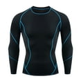 thumbnail image 2 of BADHUB Men's Quick Dry Workout Shirts Stretch Compression Muscle Fit Tops Performance Training Athletic T-Shirts Blue L, 2 of 4