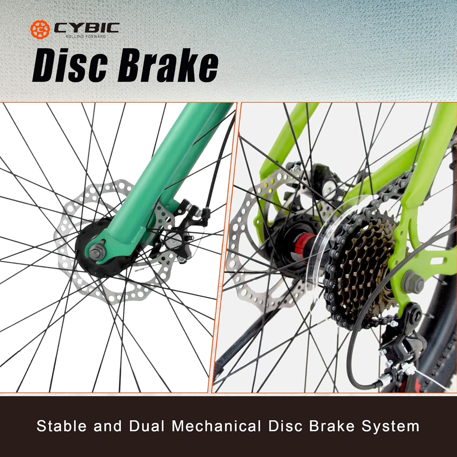 Cybic Fat Tire Mountain Bike 24 inch, 7 Speeds, Double Disc Brake Bicycle, Yellow Green