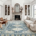 thumbnail image 4 of vfytbgnhj 8X10 Area Rugs for Living Room Bedroom Dining Room  Machine Washable Rug Floor Cover  Print Vintage Aesthetic Carpet  Low Pile Area Rug with Non Slip Rubber Backing  Blue, 4 of 7