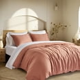 thumbnail image 2 of EVERGRACE Tencel Lyocell Cooling Duvet Cover Set King Size 3 Piece, 100% Natural Eucalyptus Lyocell Fiber from Austria, Luxury Silky Soft Comforter Cover with 2 Shams, Terracotta Clay, 92"x108", 2 of 8