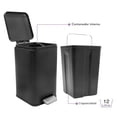 thumbnail image 4 of Bote De Basura Cuadrado De Acero Inox 12l Home Styles Negro, 4 of 9