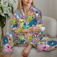 thumbnail image 6 of Bingfone Womens Pajama Sets Cartoon Marine Animals Print,Long Sleeve Loungewear Pajamas Set-Small, 6 of 8