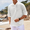 thumbnail image 7 of Manxivoo Mens Shirts Men's Casual Shirts Band Collar Long Sleeve Beach Hippie T Shirts Fashion Striped Shirts Mens Dress Shirts White M, 7 of 7