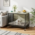 thumbnail image 2 of Yeshouse Jaula para perros grande de interior con ruedas, puertas dobles y bandeja extraíble, acero resistente, fácil de limpiar y montar, mesa auxiliar decorativa para el hogar, 2 of 8