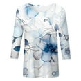 thumbnail image 4 of TSADFHJI Chandails en Molleton pour Femmes Grande Taille Col Rond Manches Trois-Quarts Style Ethnique Rétro T-Shirt Imprimé Décontracté S Bleu Clair, 4 of 5