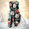 thumbnail image 2 of Christmas Dresses for Women Ladies Fashion Christmas Print Lapel Button-Down Seven-Quarter Cuff Strap-Up Dress for Christmas Party,Red,S, 2 of 5