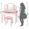 thumbnail image 3 of Costway Kids Vanity Set Princess Makeup Dressing Play Table Set W/Mirror-Pink, 3 of 8