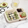 thumbnail image 3 of JeashCHAT Bento Lunch Box, 3 Compartments Plastic Lunch Containers, Reusable Meal Prep Containers with Lids, Bento Box Divided Picnic Box, 9.3'' x 6.1'' x 2.2'', Beige, 3 of 6