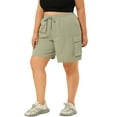 thumbnail image 5 of FAB CURVES Women's Plus Size Drawstring Elastic Waist Straight Leg Cargo Shorts, 5 of 6