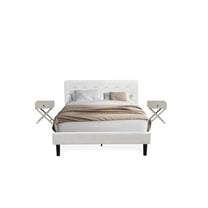 East West Furniture Nolan 3-Piece Wooden Queen Bedroom Set in White/Urban Gray
