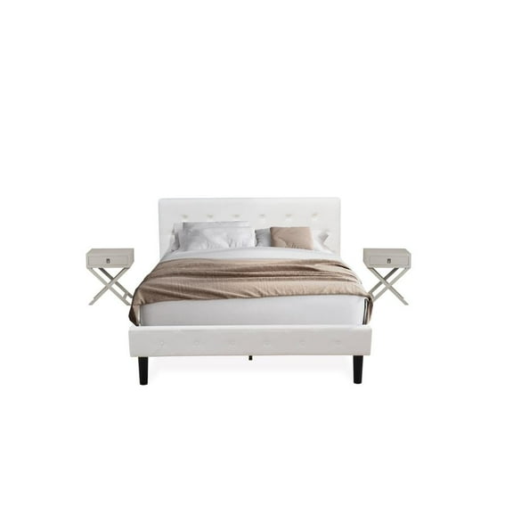 East West Furniture Nolan 3-Piece Wooden Queen Bedroom Set in White/Urban Gray