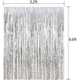 thumbnail image 4 of 3 Pcs Silvery Metallic Foil Curtains, 3.28ft x 6.56ft Laser Glitter Fringe Rain Curtain Shine Photo Booth Backdrop Tinsel Curtain Streamer for Wedding Christmas New YearBaby Shower Celebration Party, 4 of 8