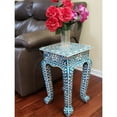 thumbnail image 2 of Favors Handicraft 12" Square Floral Bone Inlay Accent Side Table in Blue, 2 of 6
