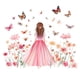 thumbnail image 3 of Adhesivo de pared creativo con dibujos animados de niña con flores y mariposas, 3 of 4