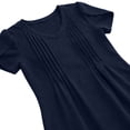 thumbnail image 5 of Women's Solid Color Casual Fashionable Summer Vacation Casual Dress Short Sleeve V Neck Navy L, 5 of 6