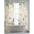 thumbnail image 5 of Daisy Spring Floral Sheer Curtains 96 Inch Length 2 Panels Set Window Treatments, Farmhouse Botanical Green Leaves Vintage Art Rod Pocket Semi Curtains for Living Room/Bedroom/Kitchen, 104"W x 96"L, 5 of 7