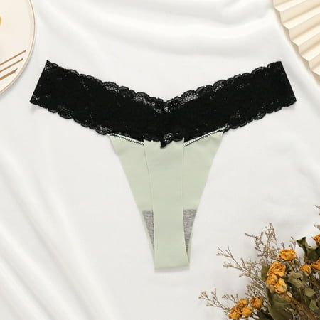 

Ykohkofe Cotton Thongs For Women Sexy Lace Women’s Underwear Breathable No Show T Back Tanga Panties
