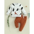 thumbnail image 3 of Baby Boy 2 Piece Outfits 9M 12M 18M 24M 3Y 4Y Dinosaur Print Long Sleeve Sweatshirt and Elastic Pants for Toddler Fall Clothes, 3 of 9