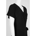 thumbnail image 3 of Emma & Michele V-Neck Short Sleeve Tie Side Wrap Solid Jersey Jumpsuit-BLACK / M, 3 of 4