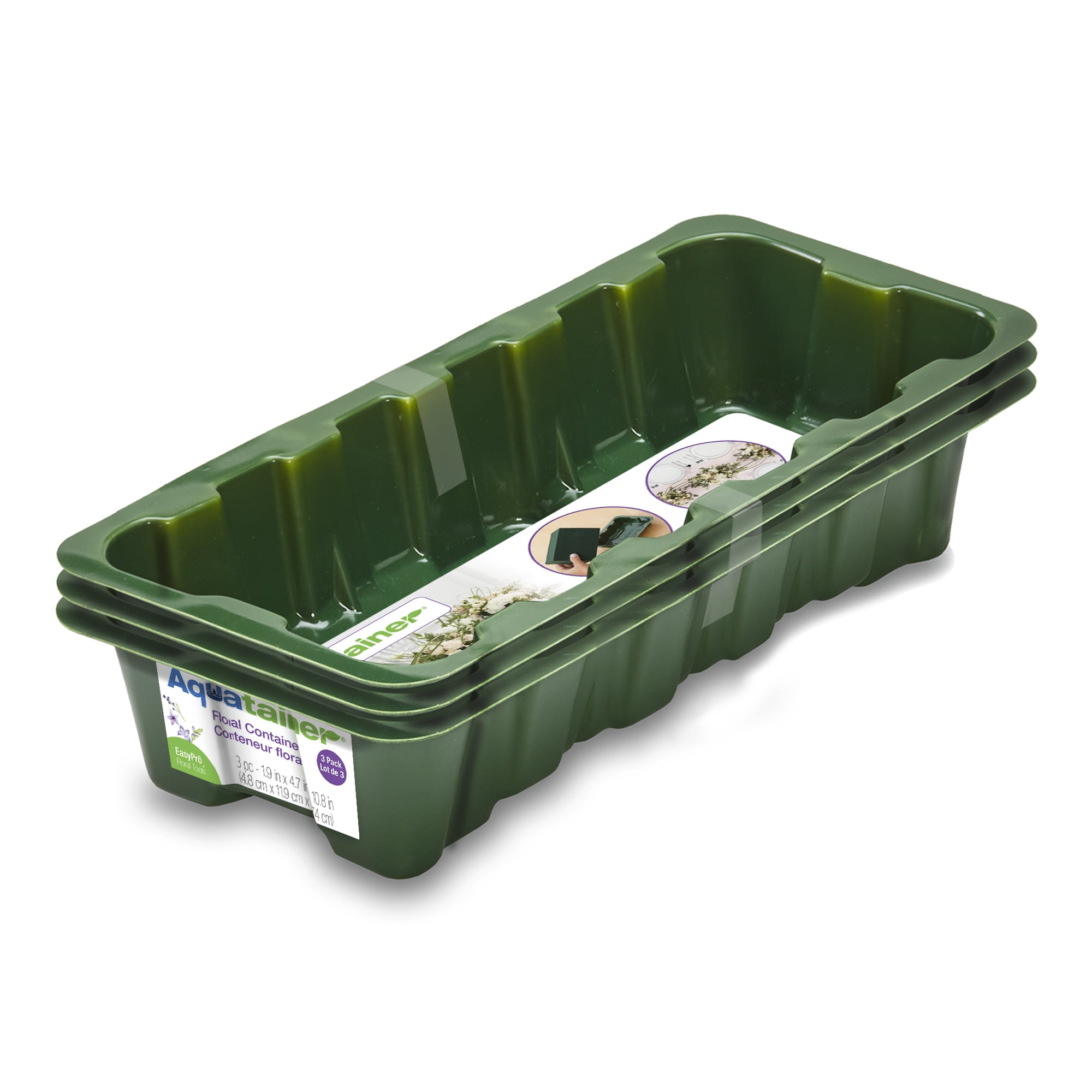 (2 pack) FloraCraft 3 Piece Aquatainer Thermoform Design Tray 1.9 Inch x 4.7 Inch x 10.8 Inch Green
