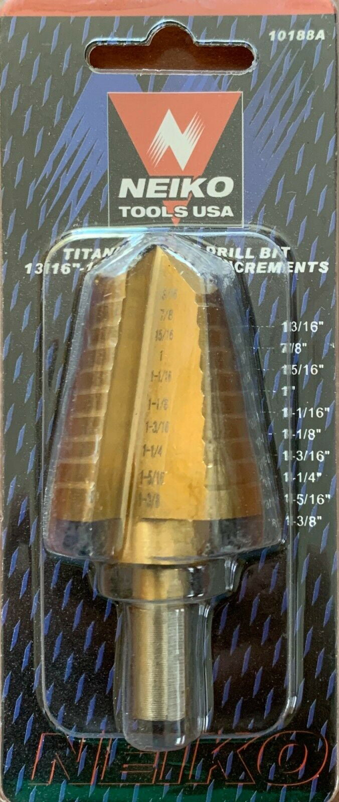 NEIKO 10188A 13/16" to 1-3/8" in 1/16" Increments Titanium Step Drill Bit New 