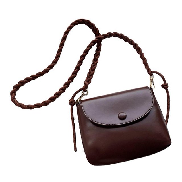 Bolso de mensajero de un solo hombro con textura de moda Simple Trendy (rojo vino) Afortunado Sencillez