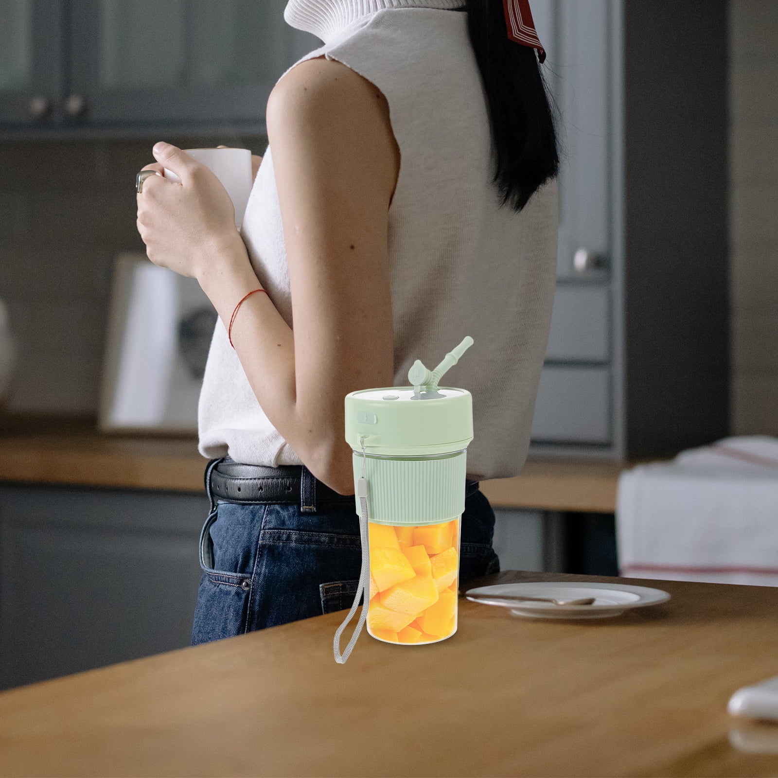Toyandona Cordless Portable Juicer, Efficient Fruit Juice Blender, Green, for Kitchen Use 2Pcs