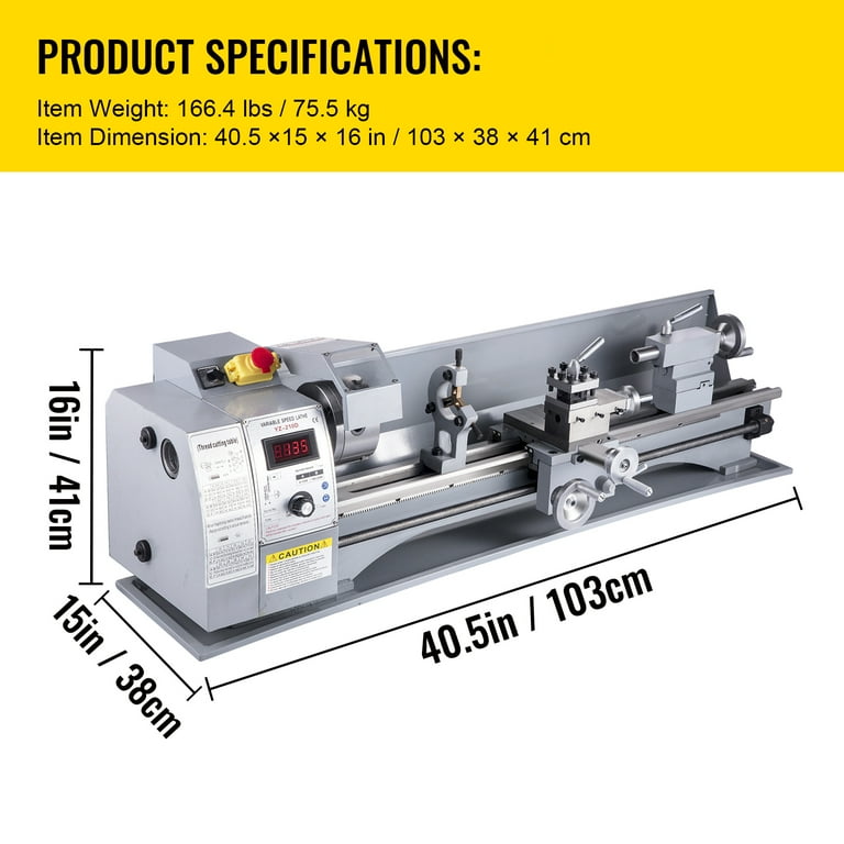 minit VEVOR Mini Metal Lathe, 750W Benchtop Machine 8.3