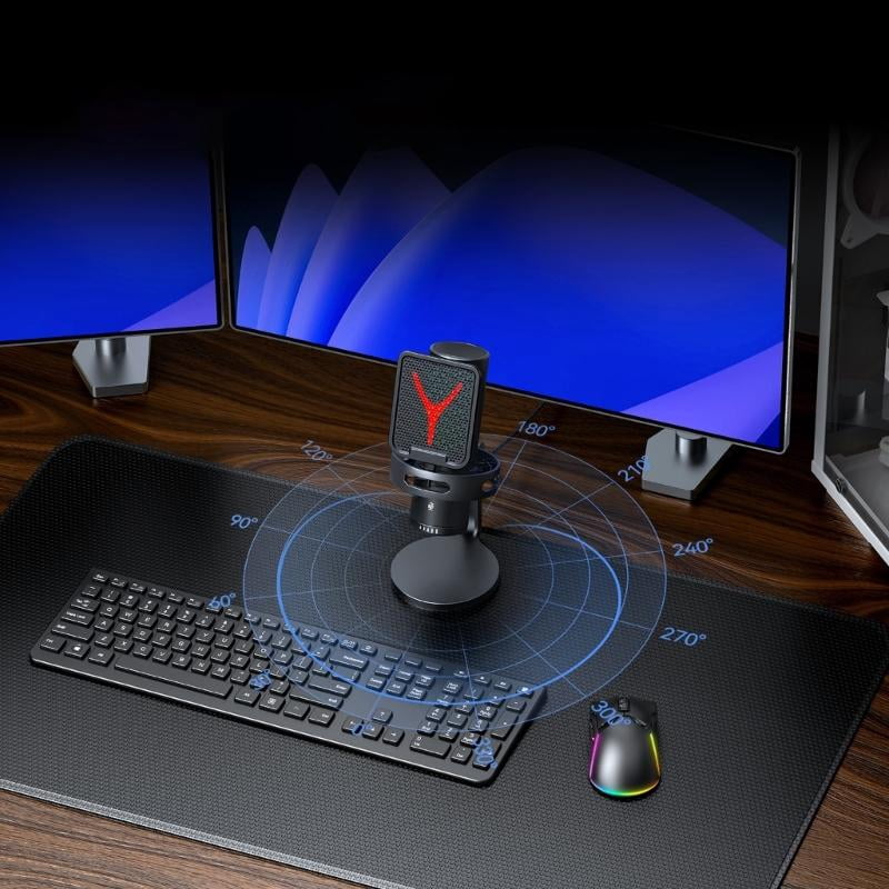 USB Condenser Microphone With Desk Stand For PC Gaming Streaming Podcasting
