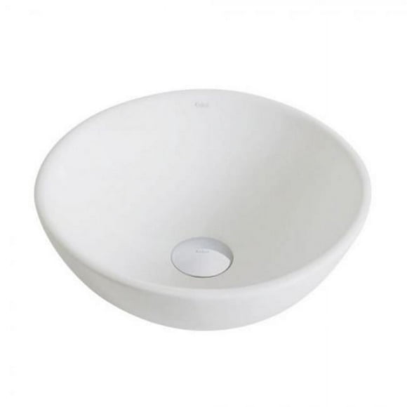 Kraus KCV-341 Elavo White Ceramic Small Round Vessel Bathroom Sink
