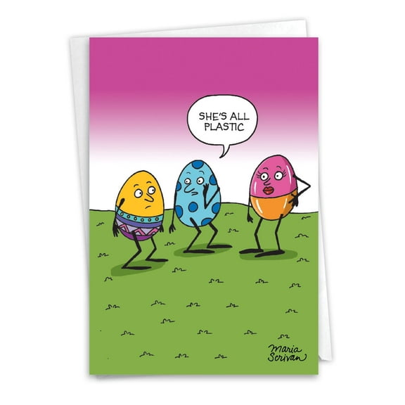 NobleWorks Funny Easter Greeting Card with 5 x 7 Inch Envelope (1 Card) Plastic Egg C10958EAG