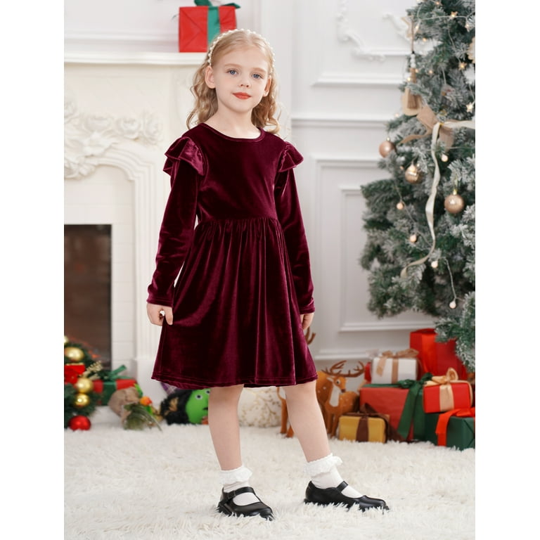 IDOPIP Toddler Baby Girls Velvet Tutu Dress Ruffle Long Sleeve Princess  Pageant Party Wedding Dresses Fall Winter Clothes Infant Kids Birthday  Holiday Playwear Dresses Outfits - Walmart.com