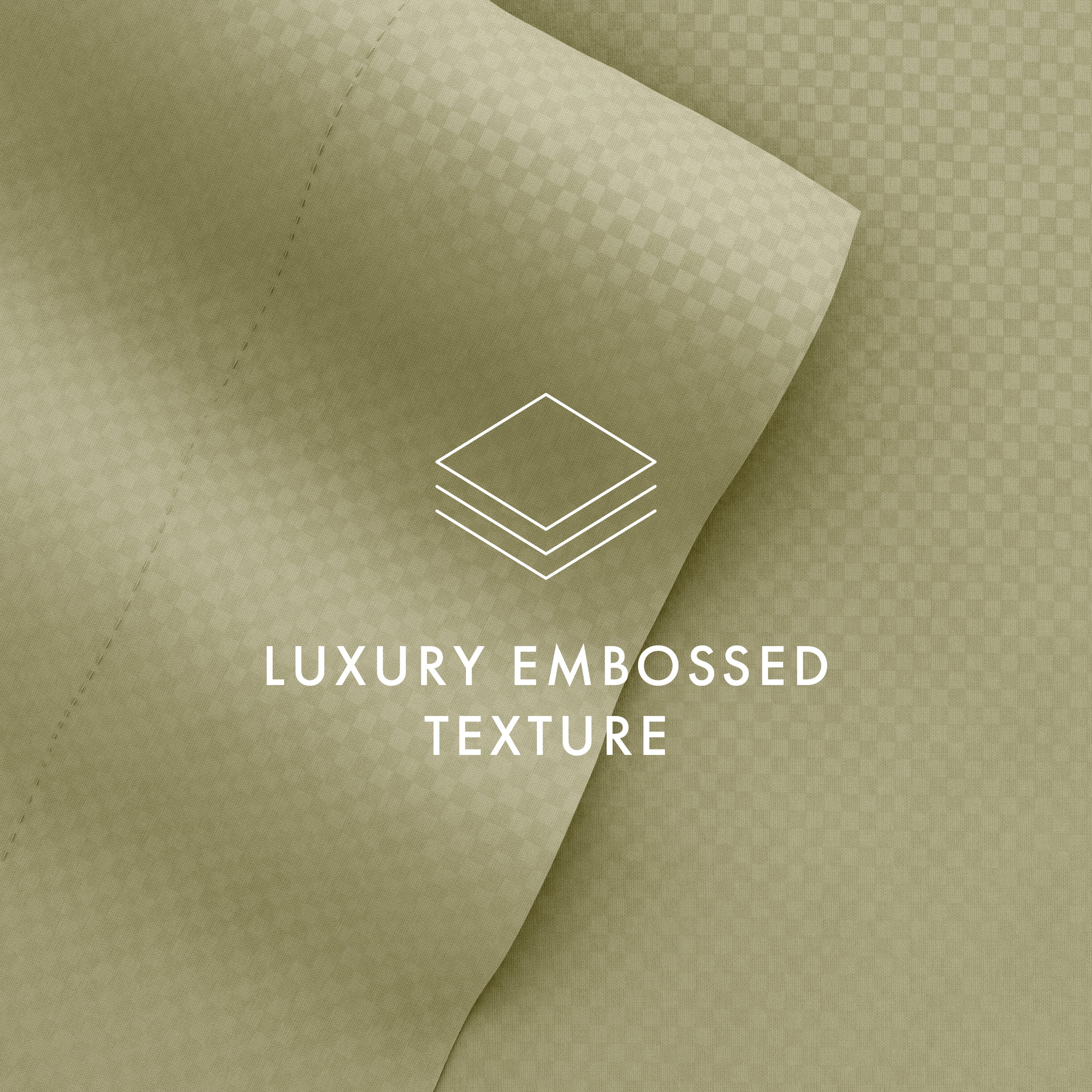 Noble Linens 4 Piece Sage Checkered Embossed Bed Sheet Set, King