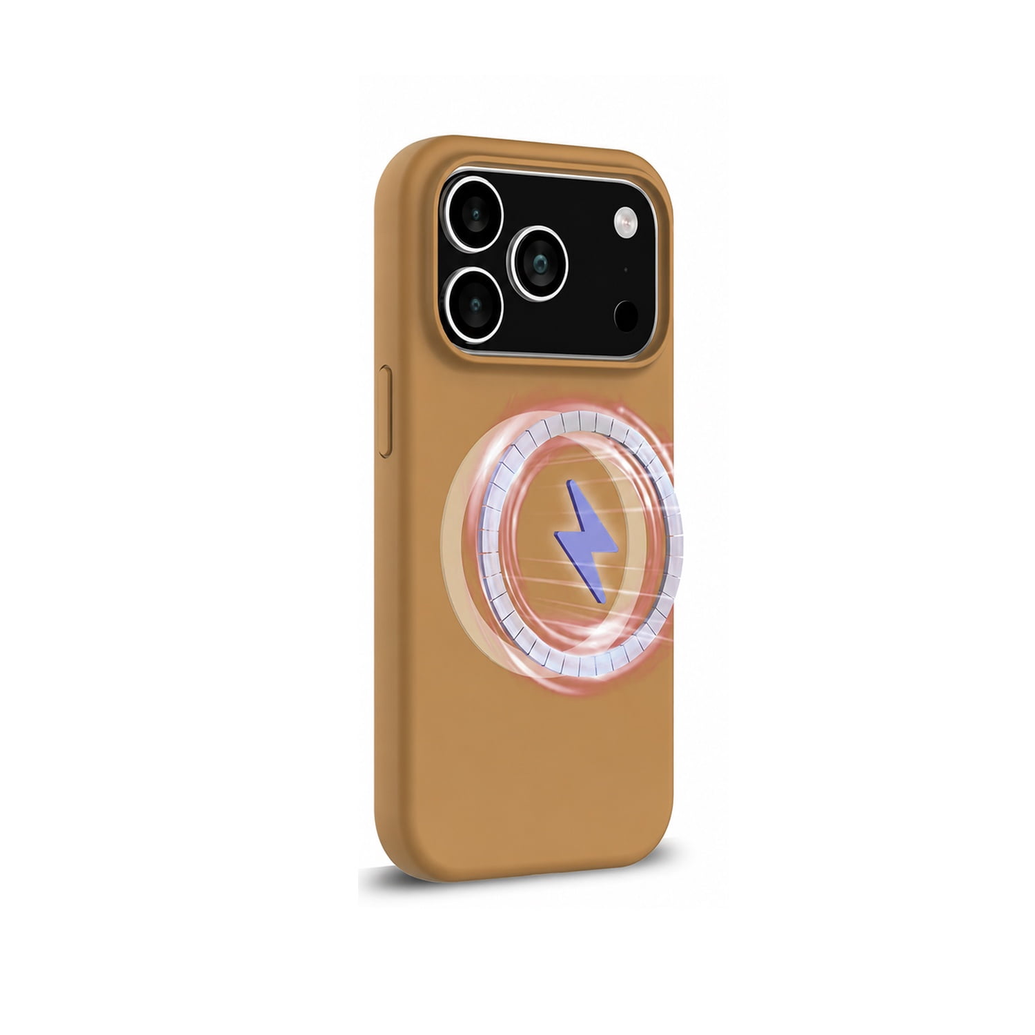Durable Silicone Case with Wireless Charging for iPhone 17 Pro Max - Brown
