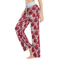 thumbnail image 5 of FREEAMG Womens Stylish Red Roses Black Spiders Web Soft Lounge Pajama Pant High-waist Sleepwear Bottom, 5 of 5