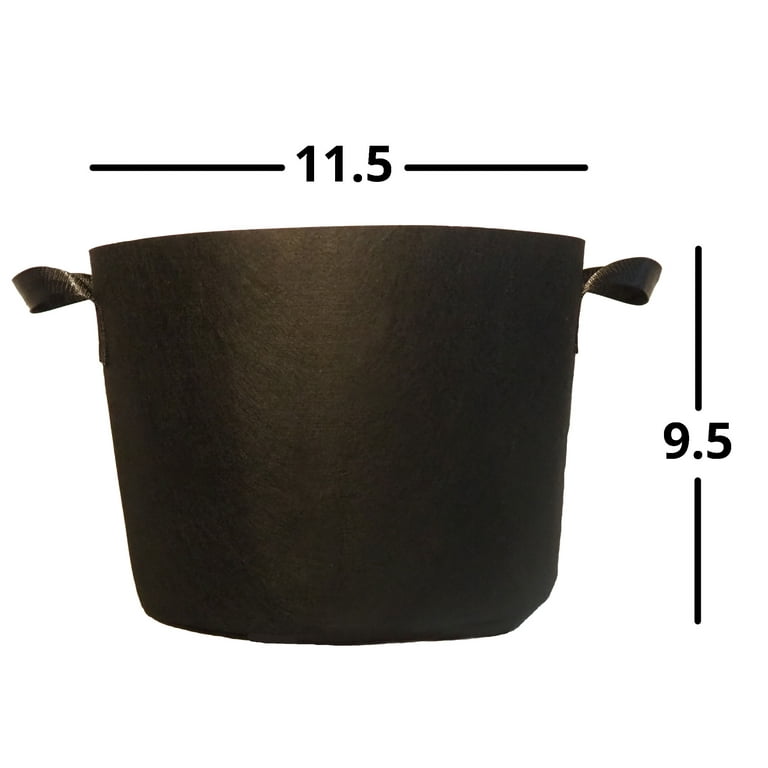 Zenpac - Extra Large Fabric Pot with Handles, Black 20 Gallon Grow Bags Portable Outdoor Vegetable Planters 5 Pack, Size: 19.5x15.5