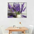 thumbnail image 3 of PIKWEEK  Vintage Flower Wall Art Bathroom Purple Lavender Picture Painting Grey Wood Rustic Posters and Prints Botanic Canvas Artwork Living Room Bedroom Home Farmhouse Kitchen, 3 of 5