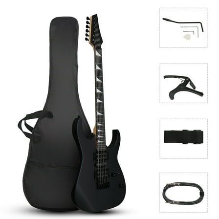Ktaxon 39in Electric Guitar Beginner Kit with HSH Pickups, Bag, Capo, Strap, Cable, Picks, Matte Black