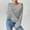 #0139-Gray, variant on Womens Off The Shoulder Sweater Asymmetrical Neck Fall Ribbed Knit Long Sleeve Pullover Sweaters Lightweight Top