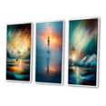 thumbnail image 3 of Designart "Mystical Arctic Mountains Aurora Borealis IV" Beach Framed Wall Art Set Of 3 - Yellow Coastal Beach Frame Gallery Set For Office Decor, 3 of 6