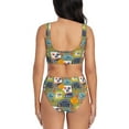 thumbnail image 3 of Wukai Hawaiian Style Women's Bikini Set Two Piece,wimsuit High Waisted V Neck Twist Front Adjustable Spaghetti Straps Bathing Suit-X-Large, 3 of 7