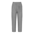 thumbnail image 4 of Linen Pants for Women, Elastic Waist Casual Spring Lounge Pants Soft Straight Leg Cropped Trouser with Pockets, 4 of 6