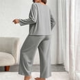 thumbnail image 5 of Byworldtasic Womens Plus Size Lounge Set 2 Piece Outfits Sweatsuits Tracksuit Long Sleeve Baggy Wide Leg Pant Sets, 5 of 7