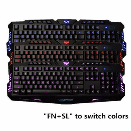On Clearance LED 3 Color Backlit Illuminated USB Wired PRO Gaming Keyboard For Laptop