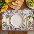 thumbnail image 4 of Purple Flowers Placemats Set of 4, Spring Leaves Floral Plants Beige Placemats for Dining Table, Place Mats for Kitchen Tabletop, Waterproof Wipeable Dining Table Mats Set, 4 of 9