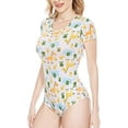 thumbnail image 2 of CutiePlusU Cotton Button Crotch Adult Onesie Romper Bodysuit Pajamas- Cartoon Giraffe Print Yellow XS, 2 of 5