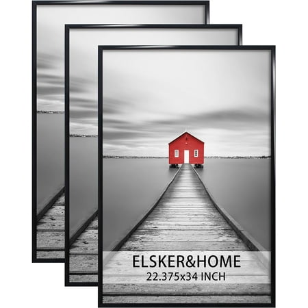 ELSKER&HOME 22.375 x 34 Poster Frame 3 Pack  Black Picture Frame for Horizontal or Vertical Wall Mounting