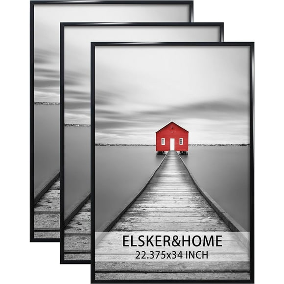 ELSKER&HOME 22.375 x 34 Poster Frame 3 Pack, Black Picture Frame for Horizontal or Vertical Wall Mounting