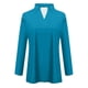 thumbnail image 4 of Top de mujer de color liso, manga larga y cuello en V con solapa - Poliéster y spandex - Corte ajustado para uso informal, 4 of 4